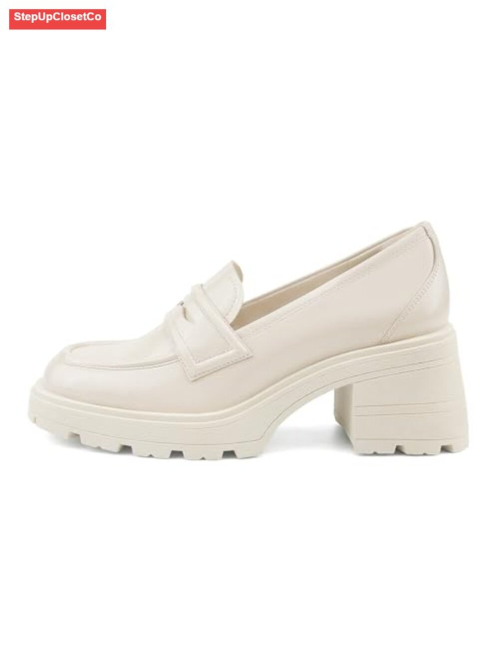 Chunky Block Heel Loafers for Women Platform Pumps Slip On Dress Shoes